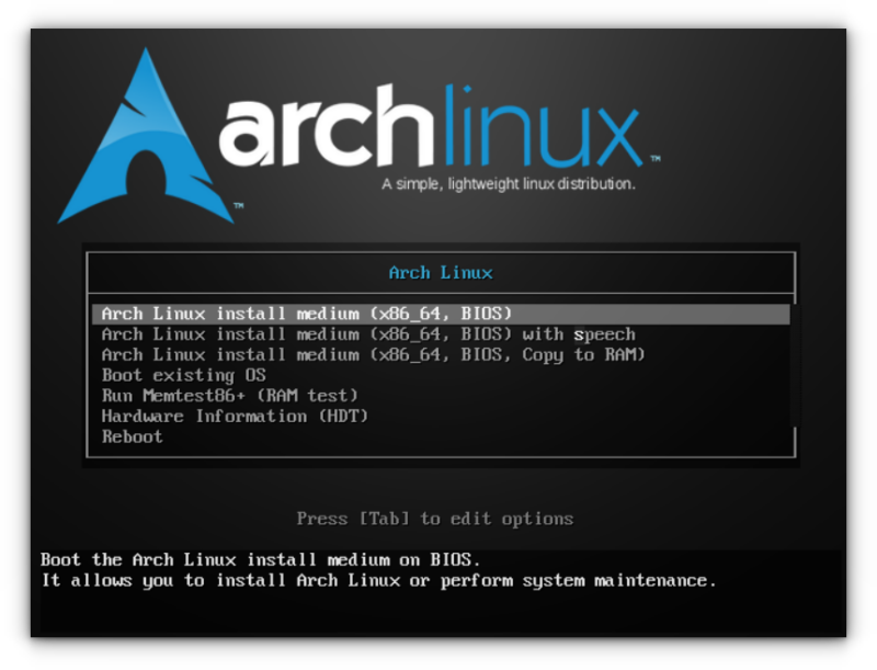 Arch Linux Booted from USB