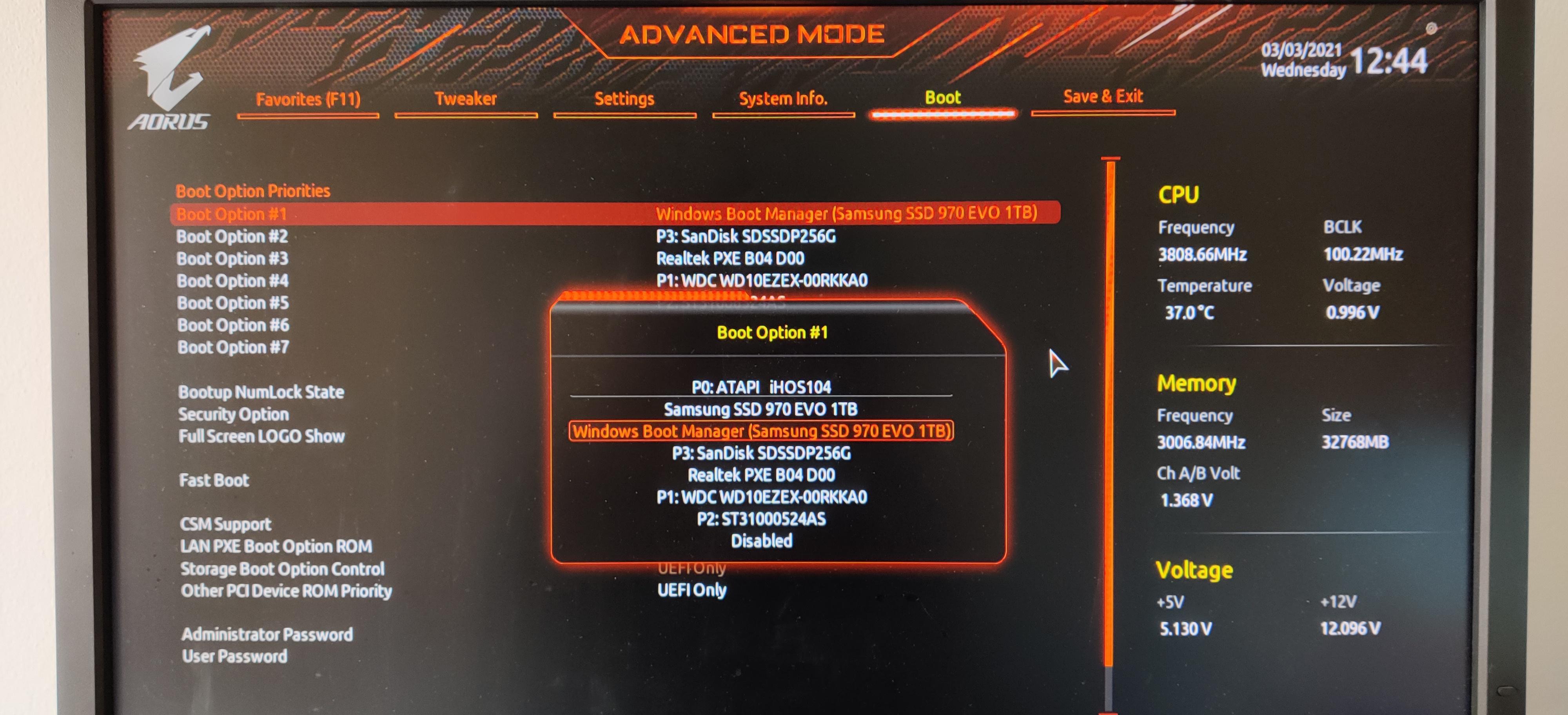 Gigabyte BIOS Boot Option